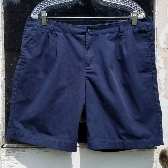 Lands' End Navy Blue Pleated Front Chino Shorts - Picture 1 of 9